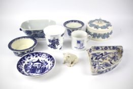 An assortment of 19th century and later ceramics.