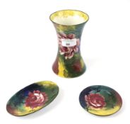 Three pieces of Jazzy Wemyss ceramics.