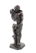 A bronze effect figure group of a pair of lovers embracing. Signed Crosa 2002. H35.
