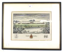 Isabel Saul McMlotte, a framed and glazed print depicting the Royal Military Academy Sandhurst.