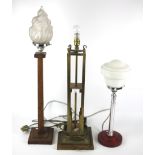 Three Art Deco style table lamps.