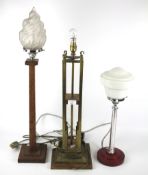 Three Art Deco style table lamps.