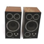 A pair of large Wharfedale E50 speakers, housed within wooden cases, 70 Watt,