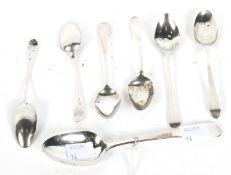 An assortment of Georgian silver spoons.