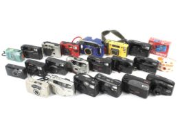 A collection of point and shoot cameras.