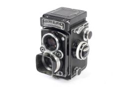A Rolleiflex 3.5E DBP 1761173 DBGM 6x6 medium format TLR camera. With a Carl Zeiss 75mm 1:3.
