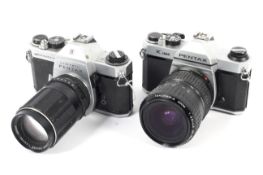 Two Pentax 35mm SLR cameras. To include a K1000 with a 28-80mm 1:3.5-4.