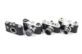 Four Corfield Periflex 35mm cameras. To include a Periflex with a Lumax 45mm 1:2.