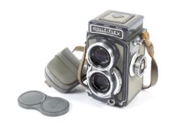 A Rolleiflex Grey Baby DBP 2047265 DBGM 4x4 TLR camera. With Schneider-Krueznach Xenar 60mm 1:3.