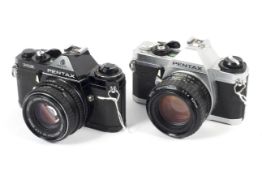 Two Pentax 35mm SLR cameras. To include an ME with a 50mm 1:1.