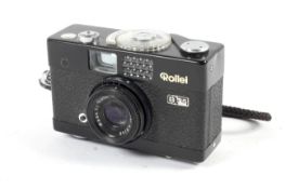 A Black Rollei B35 35mm rangefinder camera. With Triotar 40mm 1:3.5 lens.