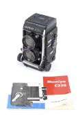 A Mamiya C330 6x6 medium format TLR camera. With a 55mm 1:4.