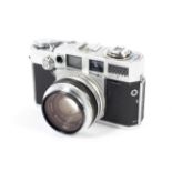 An Aires 35-V 35mm rangefinder camera. With a 45mm 1:1.