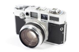 An Aires 35-V 35mm rangefinder camera. With a 45mm 1:1.
