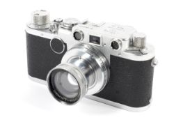 A Leica IIf 35mm rangefinder camera, chrome, 1951. With a 50mm 1:2 Summar lens.