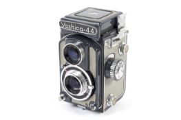 A Yashica 44 4x4 TLR camera. With a 60mm 1:3.