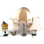 Four various table lamps.