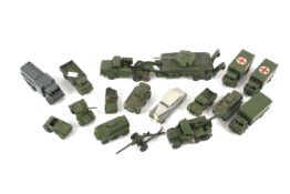 A collection of vintage Dinky diecast military vehicles.