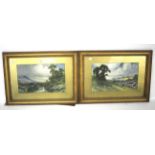After Hayward Young, two landscape prints, within giltwood frames. 64.
