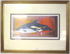 An Ian Sanderson limited edition print of a Blue Dolphin, framed.