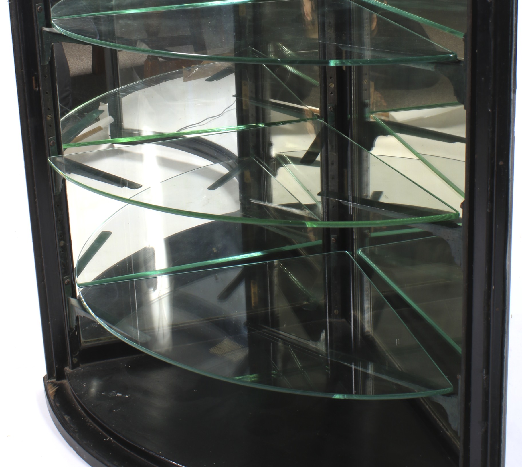 An ebonised glazed corner display cabinet, late 19th/early 20th century. - Image 2 of 3