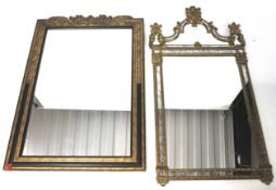Two 20th century rectangular giltwood mirrors.