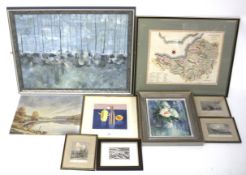 An assortment of prints, pictures and paintings.