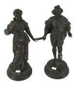 Two late 19th century French bronzed metal figures.