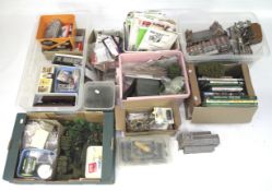 Large collection of model railway accessories and a box of railway books