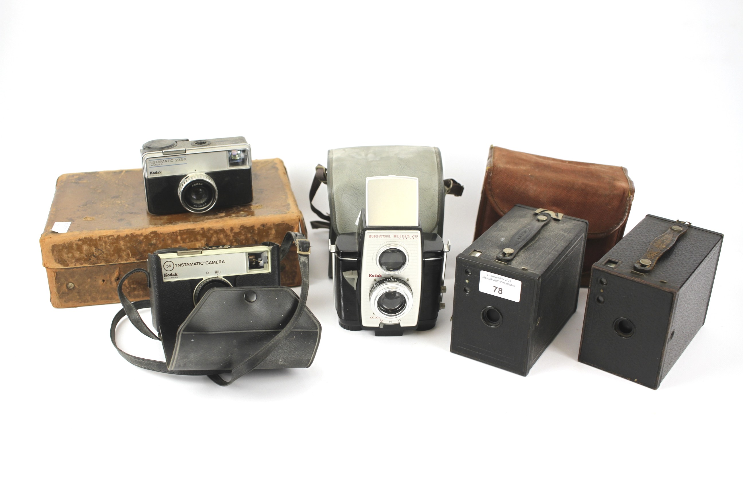 A collection of assorted cameras.