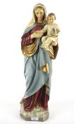 A 20th century painted plaster model of the Madonna and Christ Child,