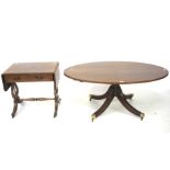 A mahogany oval coffee table and a sofa table.