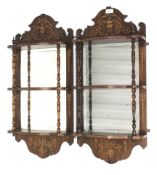 A pair of Edwardian rosewood hallway wall mirrors.