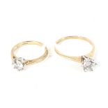 Two 9ct yellow gold dress rings. Set with white stones, weight 4.