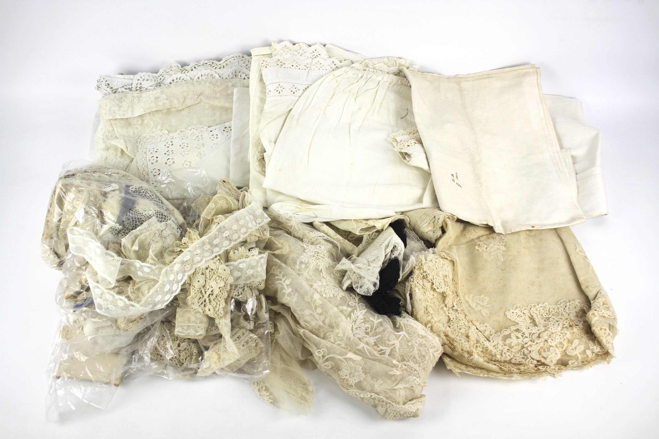 A collection of Victorian and later lace and textiles.