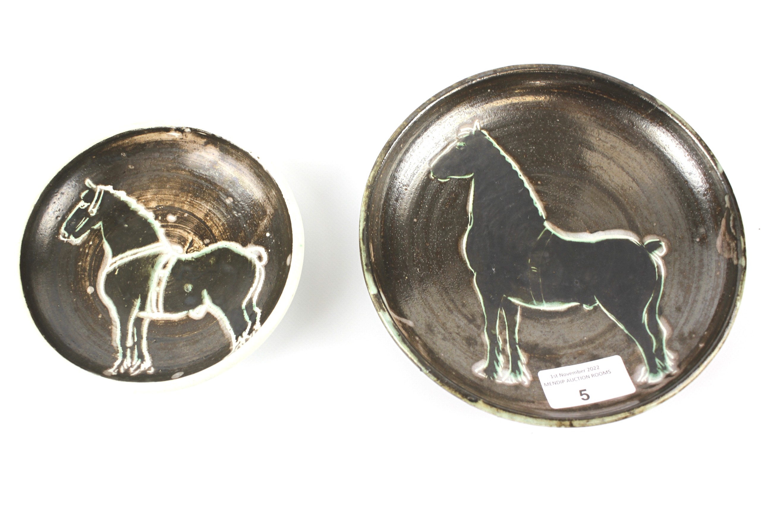 Two contemporary Wye studio pottery dishes.