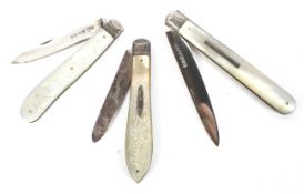 A set of three antique fruit knives.