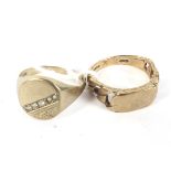 Two 9ct gold gentleman's signet rings.