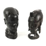 Two African solid wood busts.