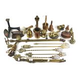 An assortment of brassware.