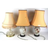 Three table lamps.