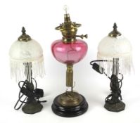 Three table lamps.