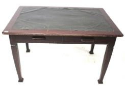 An early 20th century stained oak two drawer work table.