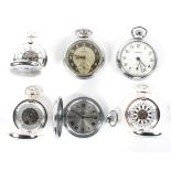 A collection of pocket watches.