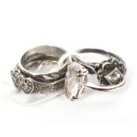 Five assorted ladies' silver rings. One in the Art Deco style, gross weight 12.