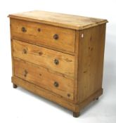 An early 20th century pine chest of drawers.