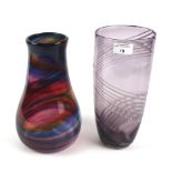 Two 20th century purple glass vases.