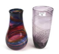 Two 20th century purple glass vases.