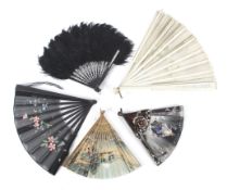 Four 20th century hand fans.