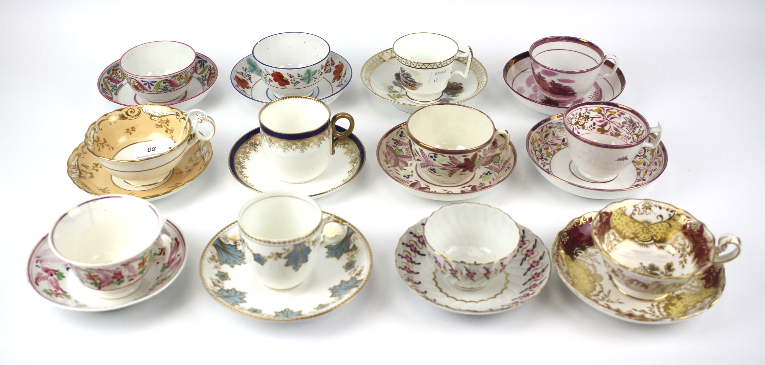 A group of late 18th - early 19th century English porcelain tea wares.